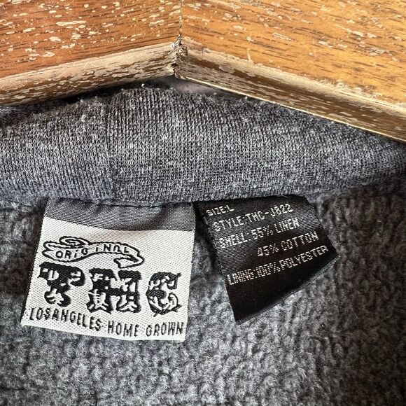 THC Los Angeles Blue White Plaid Flannel Sherpa Lined Jacket Size L Mens - Picture 7 of 10